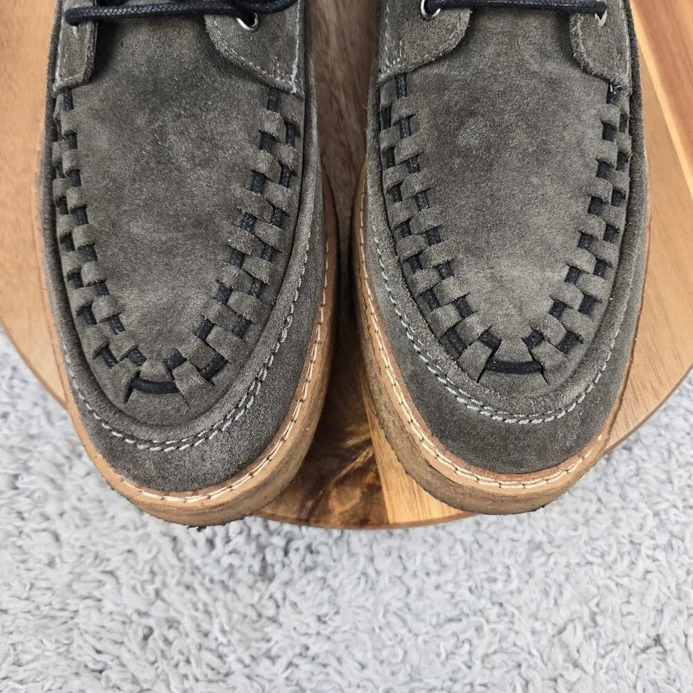 Allsaints Mens 43 Moth Suede Gray Casual Woven Moc Toe Lifestyle Crepe Boots